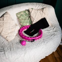 HMS Sada masážny hula hoop HHW12 PLUS Size so závažím a zoštíhľujúceho pásu BR163 fialová