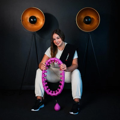 HMS Sada masážní hula hoop HHW12 PLUS Size se závažím a zeštíhlujícího pásu BR163 fialová