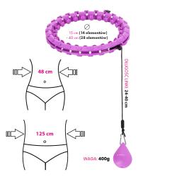 HMS Sada masážny hula hoop HHW12 PLUS Size so závažím a zoštíhľujúceho pásu BR163 fialová