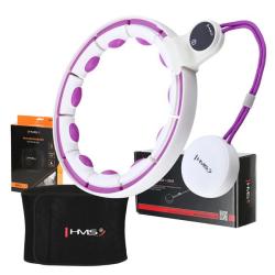 HMS Sada masážny hula hoop so závažím HHM17 a zoštíhľujúceho pásu BR163 biela/fialová