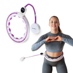 HMS Sada masážní hula hoop se závažím HHM17 a zeštíhlujícího pásu BR163 bílá/fialová