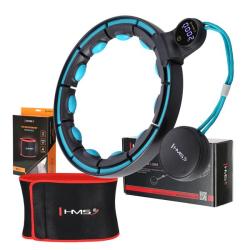 HMS Sada masážny hula hoop so závažím HHM17 a zoštíhľujúceho pásu BR163 čierna/tyrkysová