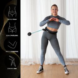 HMS Sada masážní hula hoop se závažím HHM17 a zeštíhlujícího pásu BR163 černá/tyrkysová