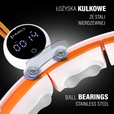 HMS Sada masážní hula hoop se závažím HHM21 a zeštíhlujícího pásu BR1313 bílá/oranžová
