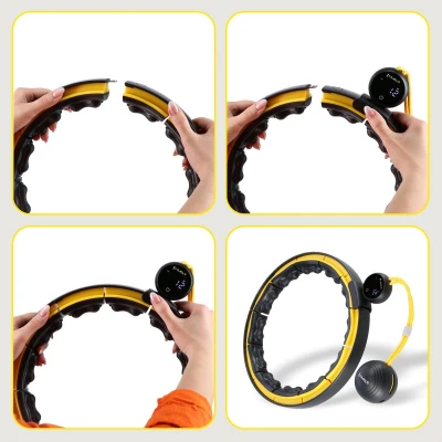 HMS Sada masážní hula hoop se závažím HHM21 a zeštíhlujícího pásu BR1313 černá/žlutá