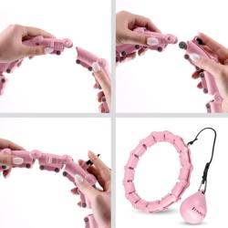 HMS Sada růžové masážní Hula Hoop se závažím HHW11 a zeštíhlujícího bederního pásu HMS BR163 PLUS SIZE