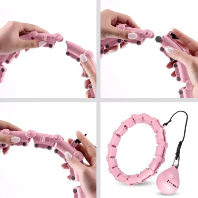 HMS Sada růžové masážní Hula Hoop se závažím HHW11 a zeštíhlujícího bederního pásu HMS BR163 PLUS SIZE