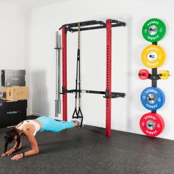 HMS Skladací posilňovací klietka - Power Rack KLT23 červená