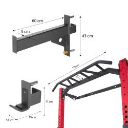 HMS Skladací posilňovací klietka - Power Rack KLT23 červená
