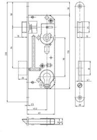 Hobes Zámek zadl. 02-06 - 90/60 P-L BÍ Zn vložkový