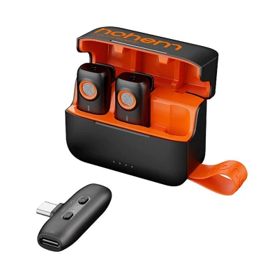 Hohem MIC-01 2TX+1RX černo-oranžový bezdrátový mikrofon USB-C s nabíjecím pouzdrem