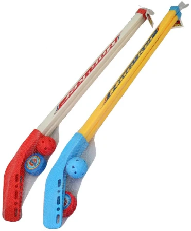 Hokejový dětský set 2 hole s pukem a míčkem florbal plast 2 barvy Hokejový dětský set 2 hole s pukem a míčkem florbal plast 2 barvy