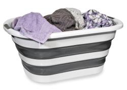 HomeLife Skládací silikonový koš na prádlo 40 litrů, šedý-SKP5226 (VÝPRODEJ)