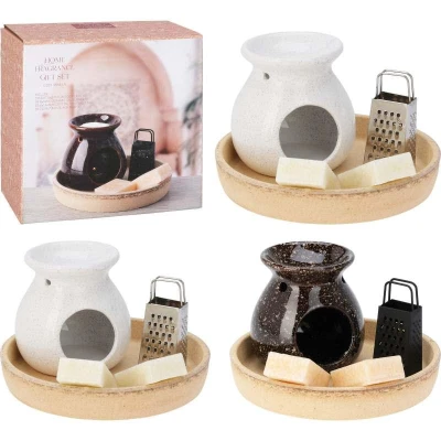 Homestyling Aroma lampa dárkový set hnědá