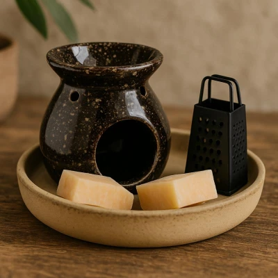 Homestyling Aroma lampa dárkový set hnědá