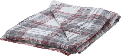 Homestyling Deka přehoz žinylka 130 x 160 cm bílá / šedá s pruhy Homestyling Deka přehoz žinylka 130 x 160 cm bílá / šedá s pruhy