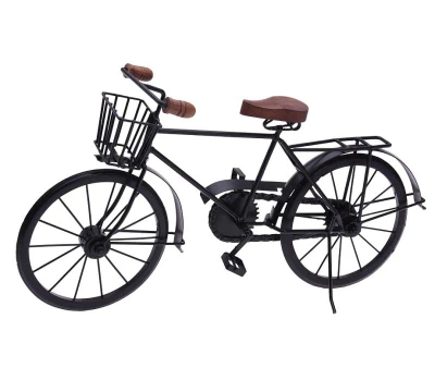 Homestyling Dekorace stojící BICYKL 47 cm černá s košíkem Homestyling Dekorace stojící BICYKL 47 cm černá s košíkem