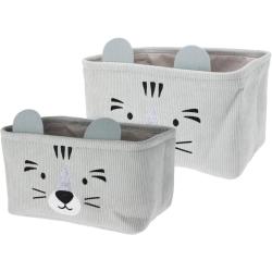 Homestyling Dětský úložný koš na prádlo i hračky kvádr sada 2 ks šedá
