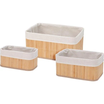 Homestyling Košíky do koupelny úložné sada 3 ks bambus Homestyling Košíky do koupelny úložné sada 3 ks bambus