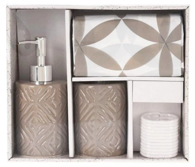 Homestyling Koupelnové doplňky sada 3 ks hnědá Homestyling Koupelnové doplňky sada 3 ks hnědá