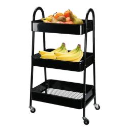 Homestyling Kuchyňský úložný vozík třípatrový kov černá