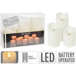 Homestyling LED svíčka sada 3 ks bílá Homestyling LED svíčka sada 3 ks bílá