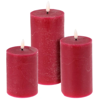 Homestyling LED svíčka sada 3 ks červená
