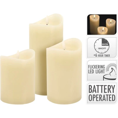 Homestyling LED svíčka sada 3 ks slonová kost