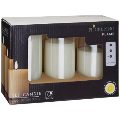 Homestyling LED svíčka sada 3 ks slonová kost