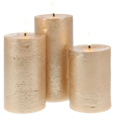 Homestyling LED svíčka sada 3 ks zlatá