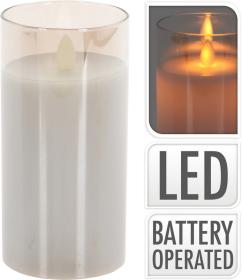 Homestyling LED svíčka skleněná 7,5 x 15 cm teplá bílá