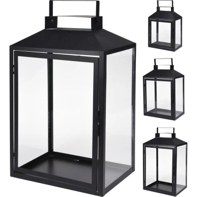 Homestyling Lucerna kovová sada 3 ks sklo 44+35+28cm
