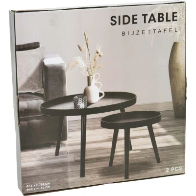 Homestyling Odkládací stolek sada 2 ks borovice černá