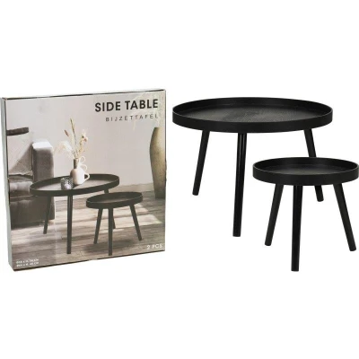 Homestyling Odkládací stolek sada 2 ks borovice černá