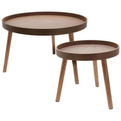 Homestyling Odkládací stolek sada 2 ks borovice tmavě hnědá Homestyling Odkládací stolek sada 2 ks borovice tmavě hnědá