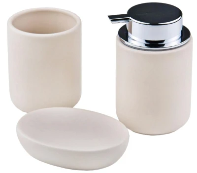 Homestyling Sada koupelnových doplňků HOMESTYLING 3 ks krémová Homestyling Sada koupelnových doplňků HOMESTYLING 3 ks krémová
