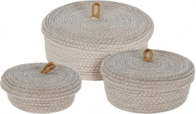 Homestyling Sada úložných košíků s víkem 3 ks šedá Homestyling Sada úložných košíků s víkem 3 ks šedá