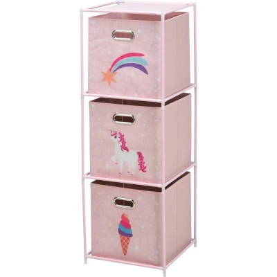 Homestyling Skříňka se 3 boxy dětská růžová