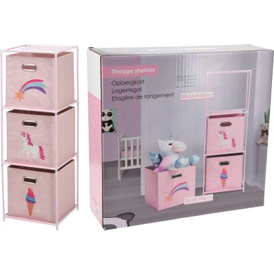 Homestyling Skříňka se 3 boxy dětská růžová