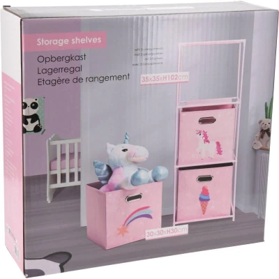 Homestyling Skříňka se 3 boxy dětská růžová