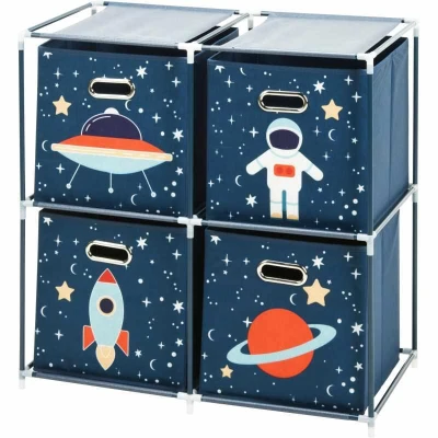 Homestyling Skříňka se 4 boxy dětská vesmír