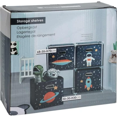 Homestyling Skříňka se 4 boxy dětská vesmír
