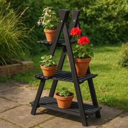 Homestyling Stojan na květiny dřevěný 3patra 84 cm