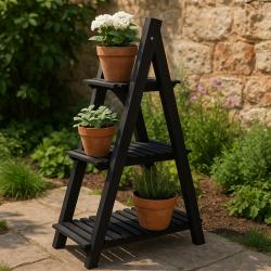 Homestyling Stojan na květiny dřevěný 3patra 84 cm