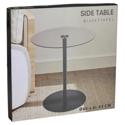 Homestyling Stolek odkládací kov/sklo 40 cm černá