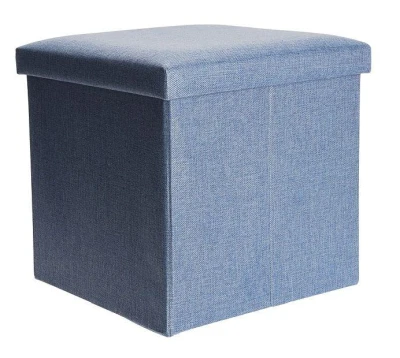Homestyling Taburet s úložným prostorem 38x38cm modrá Homestyling Taburet s úložným prostorem 38x38cm modrá