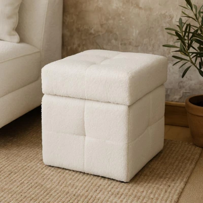 Homestyling Taburet s úložným prostorem 38x38x37 cm bílá