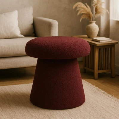 Homestyling Taburet ve tvaru houby 43 cm burgundy