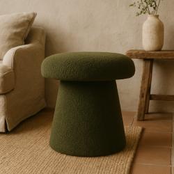 Homestyling Taburet ve tvaru houby 43 cm olivově zelená