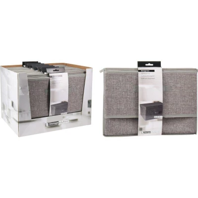Homestyling Úložný box s odlápěcím víkem šedý Homestyling Úložný box s odlápěcím víkem šedý